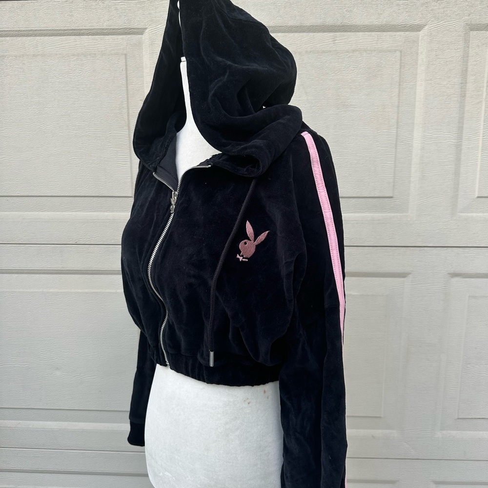 PLAYBOY Black Hoodie with Pink Stripes - Picture 6 of 8